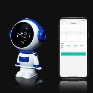 China ABS Material For Astronaut Alarm Clock With Temperature Display Smart Home Night Lights wholesale