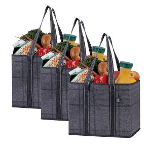 China Foldable Tote Shopping Bag Hard Bottom Reusable Grocery Bag supplier