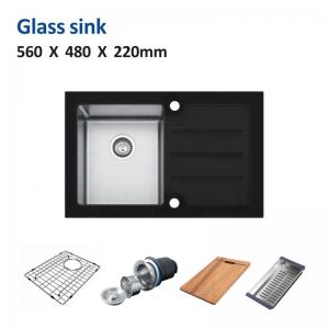 China Glass 22 Inch Undermount Kitchen Sink Square Single Bowl 56x48 supplier