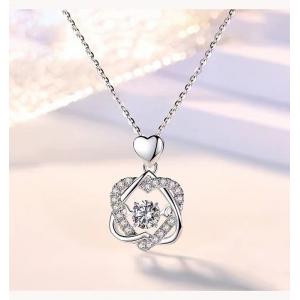 China 2021 Fashion Jewelry 925 Silver Plated Heart Pendant Projection 100 Languages I Love You Necklace For Women supplier