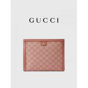 Mini Pink Canvas Leather Ophidia Gucci Clutch Pouch With Zip Closure