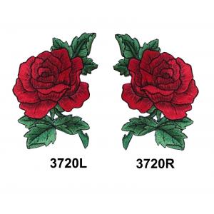 Red Rose Flower Embroidery Sew Patch Custom Pantone Color For Clothes