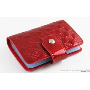 China Red Lattice Patent Leather Woman Credit Card Holders Wallets supplier