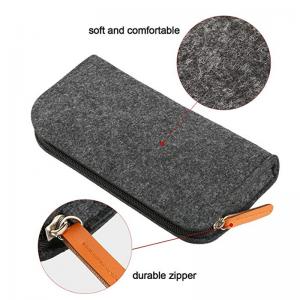 China Reusable 3mm Felt EVA Pencil Case Dark Grey Nylon Pencil Pouch supplier