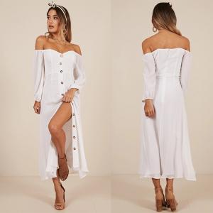 China Women Clothing Long Sleeve Sorrento Dreaming Dress In White Linen Look supplier