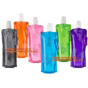 China Spouted flexible foldable water bag with carabiner for running, flexible printing and lami supplier