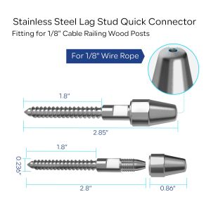 T316 Stainless Steel Cable Railing Hardware with 800 Tons Tensile Strength for 1/8-Inch Cable Railing System