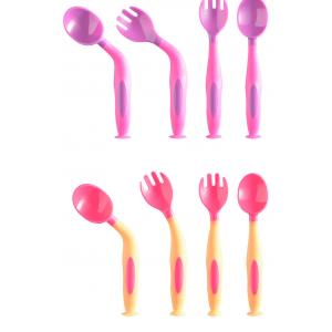 FDA TPE 360 Degree Angle Baby Feeding Spoon And Fork