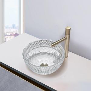 Crystal Clear Glass Vessel Basins Calathiform Bathroom Countertop Sinks