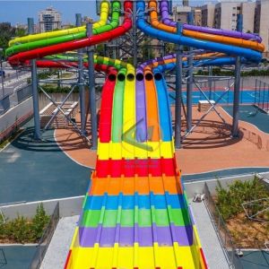 China High Platform Racer Water Slide Fiberglass Material For Water Amusement Park wholesale