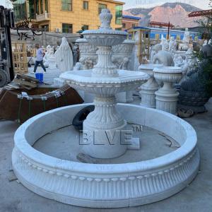 White Natural Stone Marble 3 Tier Water Fountain Limestone Outdoor Garden Decoration French Style