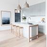 Gabinete de cocina de melamina blanca modular a prueba de humedad con fregadero y grifo