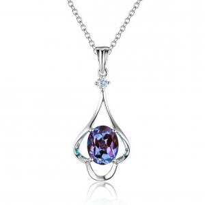 China 925 Sterling Silver Color Changing Alexandrite Pendant Unique Alexandrite Necklace For Women supplier