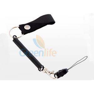 Multifunctional Coiled Key Lanyard Plastic Black Bungee Elastic Cord For Clipping Key / Phone