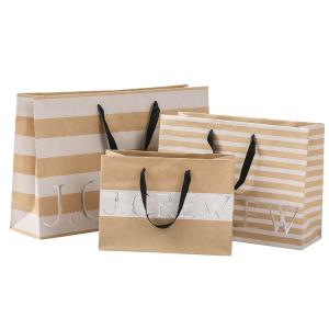 China 250gsm Brown Paper Shopping Bags , Commercial Paper Bags Clear Crease supplier