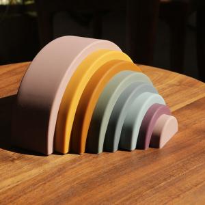 New Children'S Education Silicone Rainbow Round Cloud Arched Colorful Building Blocks Colorful Silicone Children'S Toys
