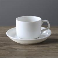 China White Coated Coffee Sublimation Mug Set With Spoon And Dish / Saucer on sale