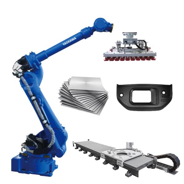 GP180-120 YASKAWA Industrial Robotic Arm Material Handling Stainless Steel Parts Palletizing Workstation With Gripper And Guide Rail