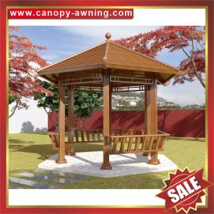 outdoor garden park classical wood look Aluminium aluminum alu metal gazebo pavilion canopy awning sunshade shelter