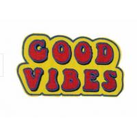China Good Vibes Iron On Patch Twill Background Embroidery Patch Merrow Border on sale