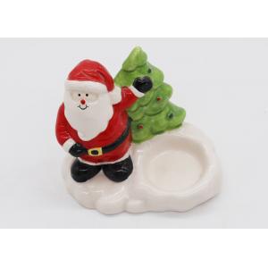 Home Decor Ceramic Candle Holders Hand Painted Christmas Santa Tealight Holder