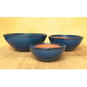 Indoor 52cmx20cm Blue Glazed Ceramic Garden Pots