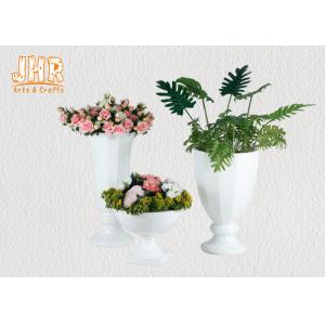 China Footed Glossy White Fiberglass Wedding Centerpiece Table Vases 2 Piece wholesale