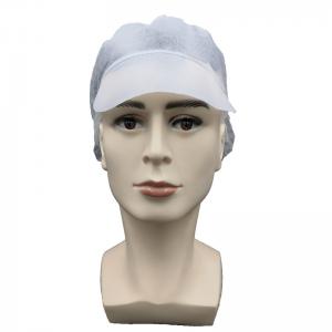 China Non Woven Disposable White Peaked Cap Head Cover With Snood supplier