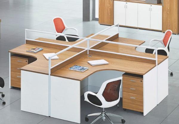 modern 4 seats office table low glass partition in warehouse in Foshan