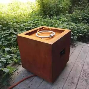 Backyard Garden Heater Square Corten Steel Propane Gas Fire Pit Table