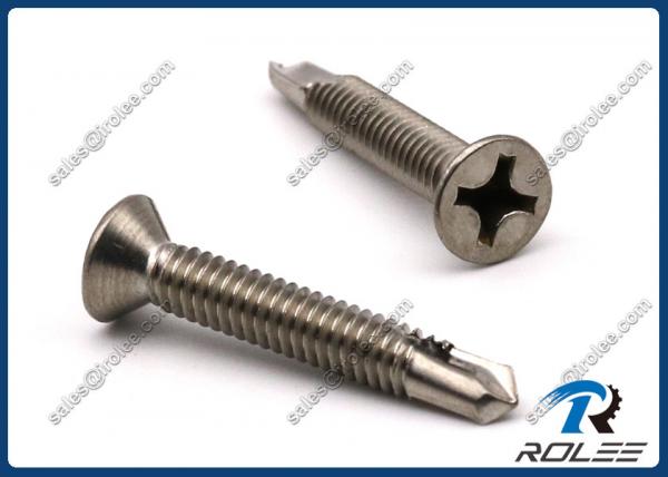 304/316/410 Stainless Steel Philips Flat Head Self Drilling Screw, #3 Tek Point