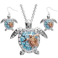 China Sterling Silver Blue Sea Turtle Pendant Necklace Jewelry for Women Ladies Turtle Animal Earings on sale