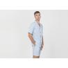 China Anti Shrink Mens Button Down Pajamas , Mens Loungewear Shorts Sets Blue Color wholesale