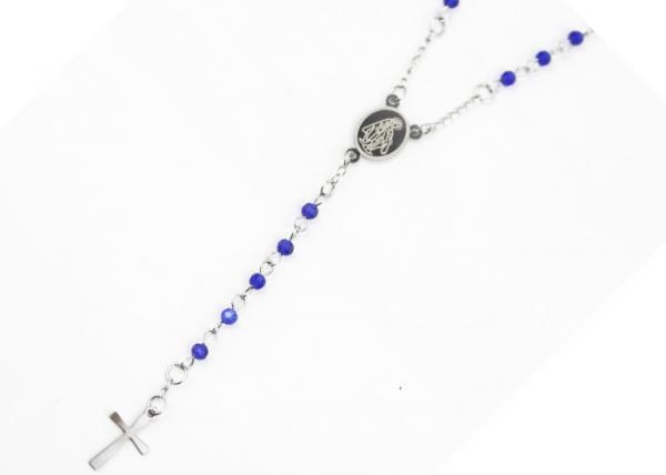 Stainless Steel Catholic Rosary Necklace , Crystal Beads Rosary Cross Necklace