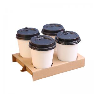 China Disposable Coffee Cup Carrier Kraft Paperboard Paper Cup Holder Take Away Carrier supplier
