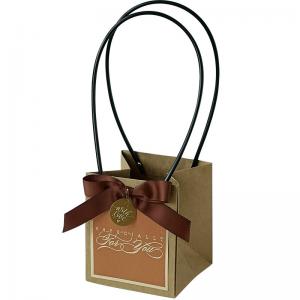 Custom Logo Print Wholesale Grocery White Brown Kraft Paper Gift Bag Cute Craft Paper Bag With Handle
