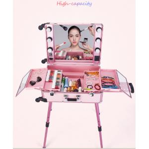 Aluminum Makeup Case With Mirror And Lights , Handle Fixed In The Top For Easy Carrying