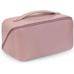 Shockproof Leather Double Layer Makeup Bag Clear Cosmetic Bag With Zipper