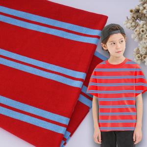 China Skin Friendly Cotton T Shirt Fabric 40S Double Yarn Striped Jersey Texture supplier