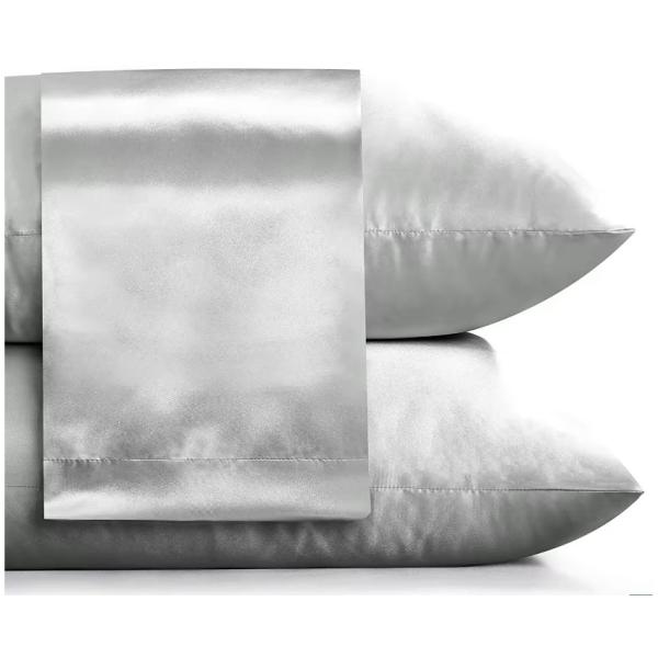 Satin Solid Pillowcase Set Machine Washable Hypoallergenic Cover