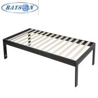China Home And Hotel Furniture Metal Bed Frame With Wooden Slat In Box on sale