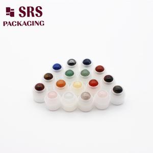 round small colorful semi-precious stones roller ball plastic holder with ball for rollon bottle