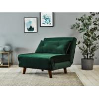 China Tri Foldable Upholstered Daybed Malachite Green Velvet Sofa Bed Chair on sale