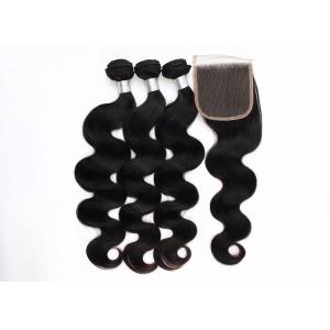 Smooth Body Wave Hair Extensions Human Weft 4 * 4 Lace Closure For Black Women