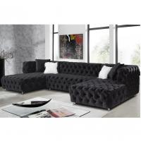 China Factory wholesale new hot selling velvet living room sofa 8 seats couch sofas black tufted velvet sofa on sale