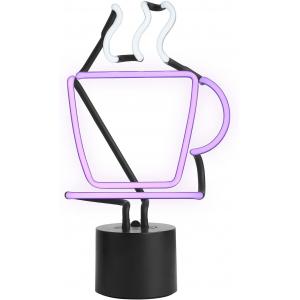 Coffee Cup 14x8 Neon Light Desk Lamp 130V Ac Handblown Glass Dercoration