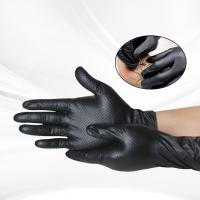 China Black Orange Diamond Textured Nitrile Gloves Heavy Duty Powder Free Thick Daily Defense Work Disposable Nitrile Gloves on sale