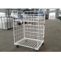 China Folding Nestable Roll Cage Container Wire Mesh Security Roll Pallet Trolley 500kg on sale