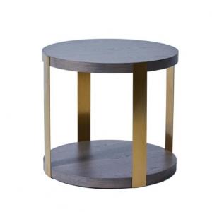 China Luxury Round Wooden Top Stainless Steel  Coffee Table Sturdy 72x64cm supplier