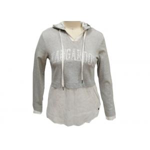 Lightweight Grey Ladies Zip Up Hoodies , 100% Cotton Womens Zip Up Sweatshirts